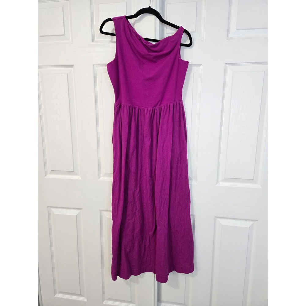 Loft Beach Magenta Purple Mixed Media Gauze Sleeveless Cowl Neck Maxi Dress M